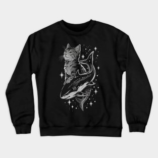 Cat Riding Shark Underwater Thrill Crewneck Sweatshirt